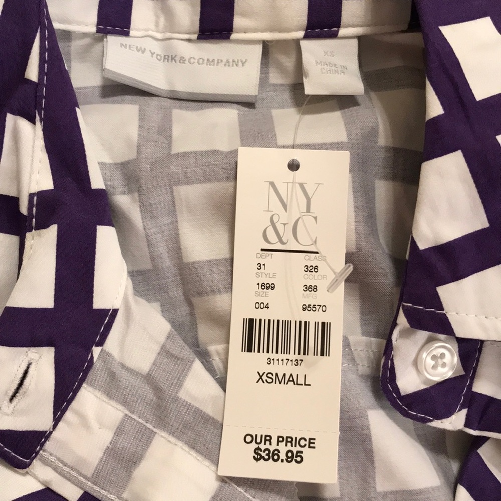 Fun purple and white shirt NWT size XS - Picture 3 of 5